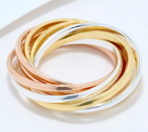 UltraFine 950 Silver Tri-Tone 9-Row Rolling Ring, Size 7